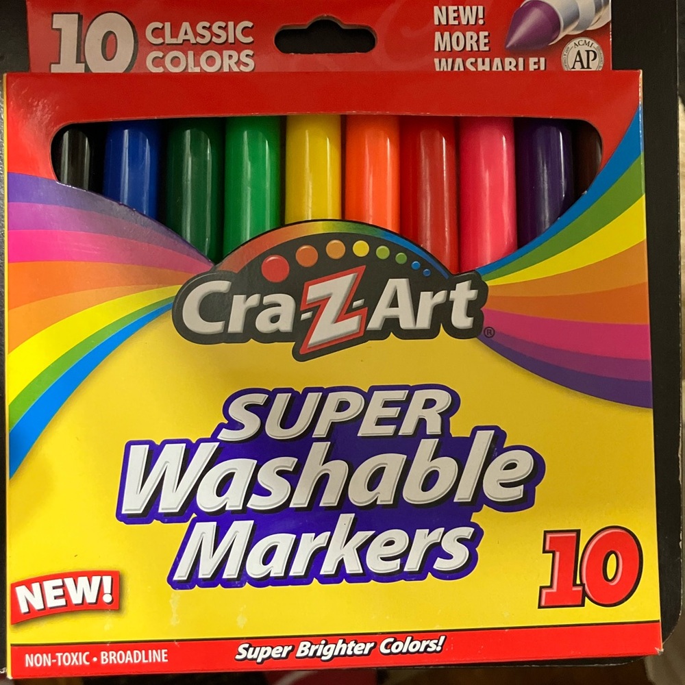 Super Washable Markers - 10 Vibrant Colors